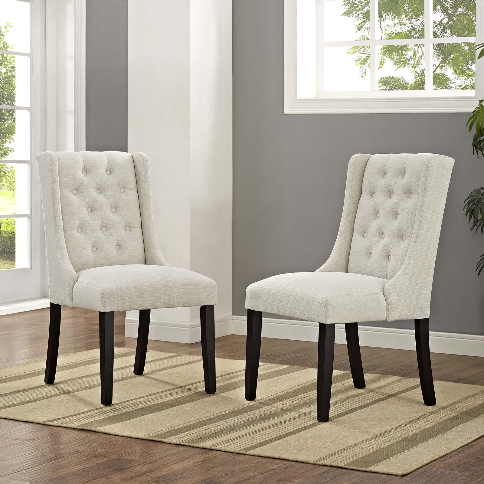 Modway Dining Chairs - Baronet Dining Chair Fabric Beige (Set of 2)