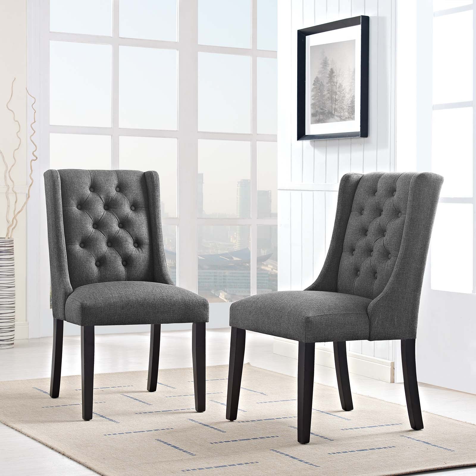 Modway Dining Chairs - Baronet Dining Chair Fabric Gray (Set of 2)