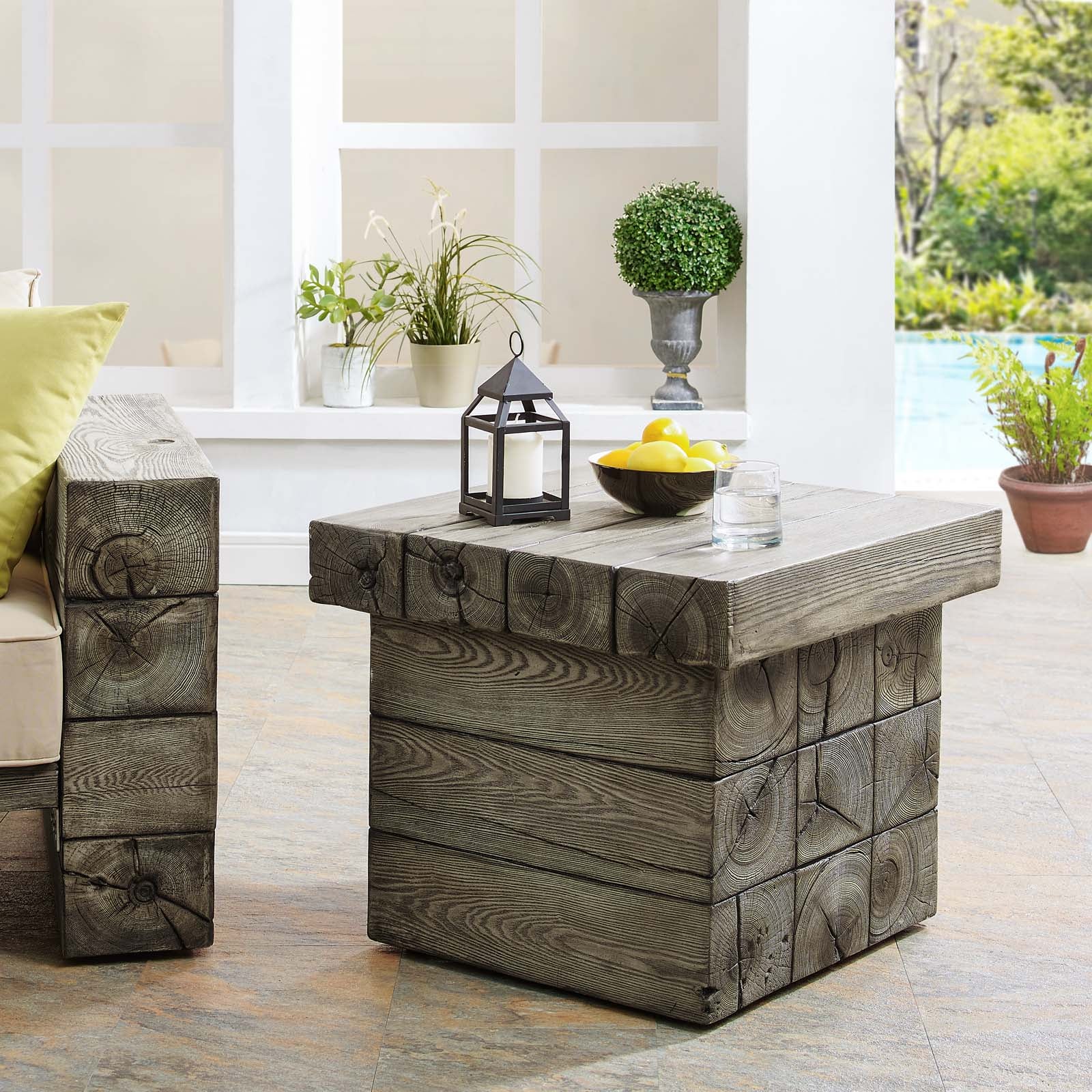 Modway Outdoor Side Tables - Manteo Square Side Table Light Gray