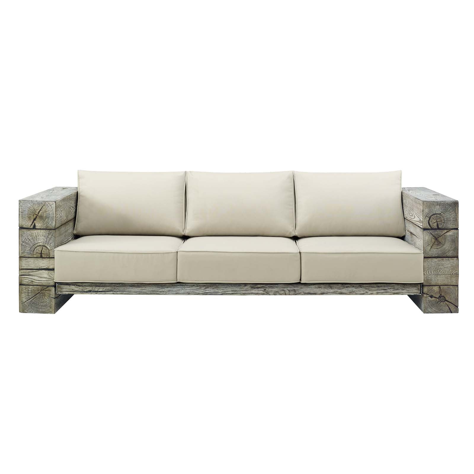 Modway Outdoor Sofas - Manteo Rustic Coastal Outdoor Patio Sunbrella Sofa Light Gray Beige
