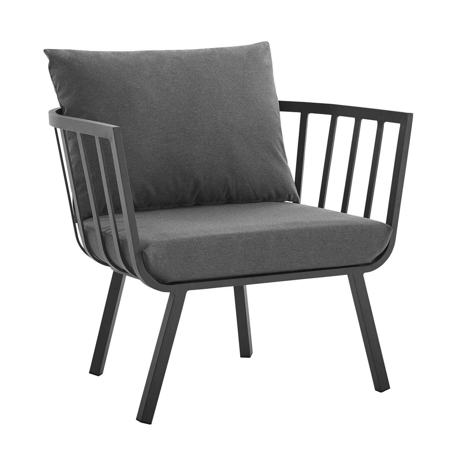 Modway Outdoor Chairs - Riverside Outdoor Patio Aluminum Armchair Gray Charcoal