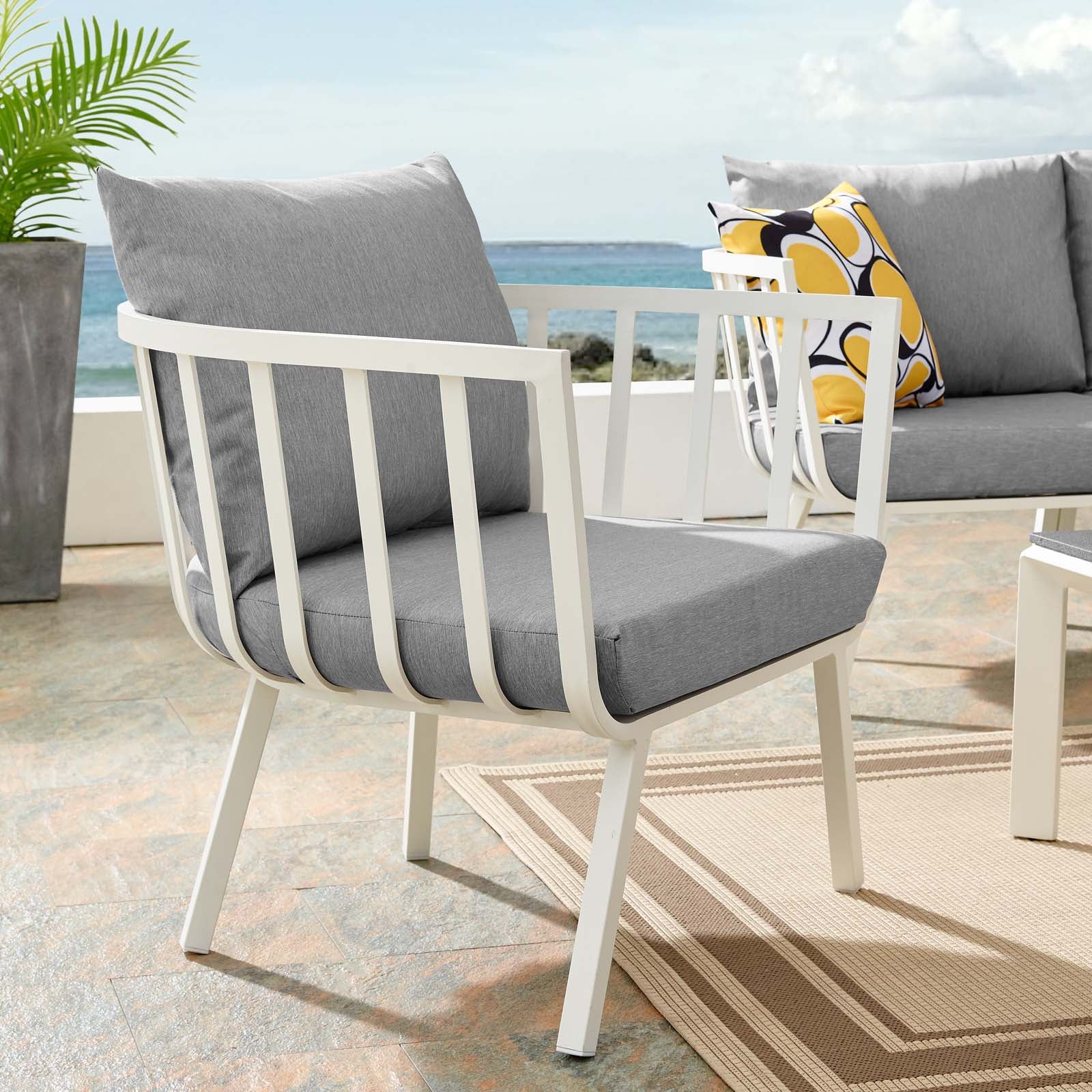 Modway Outdoor Chairs - Riverside Outdoor Armchair White & Gray