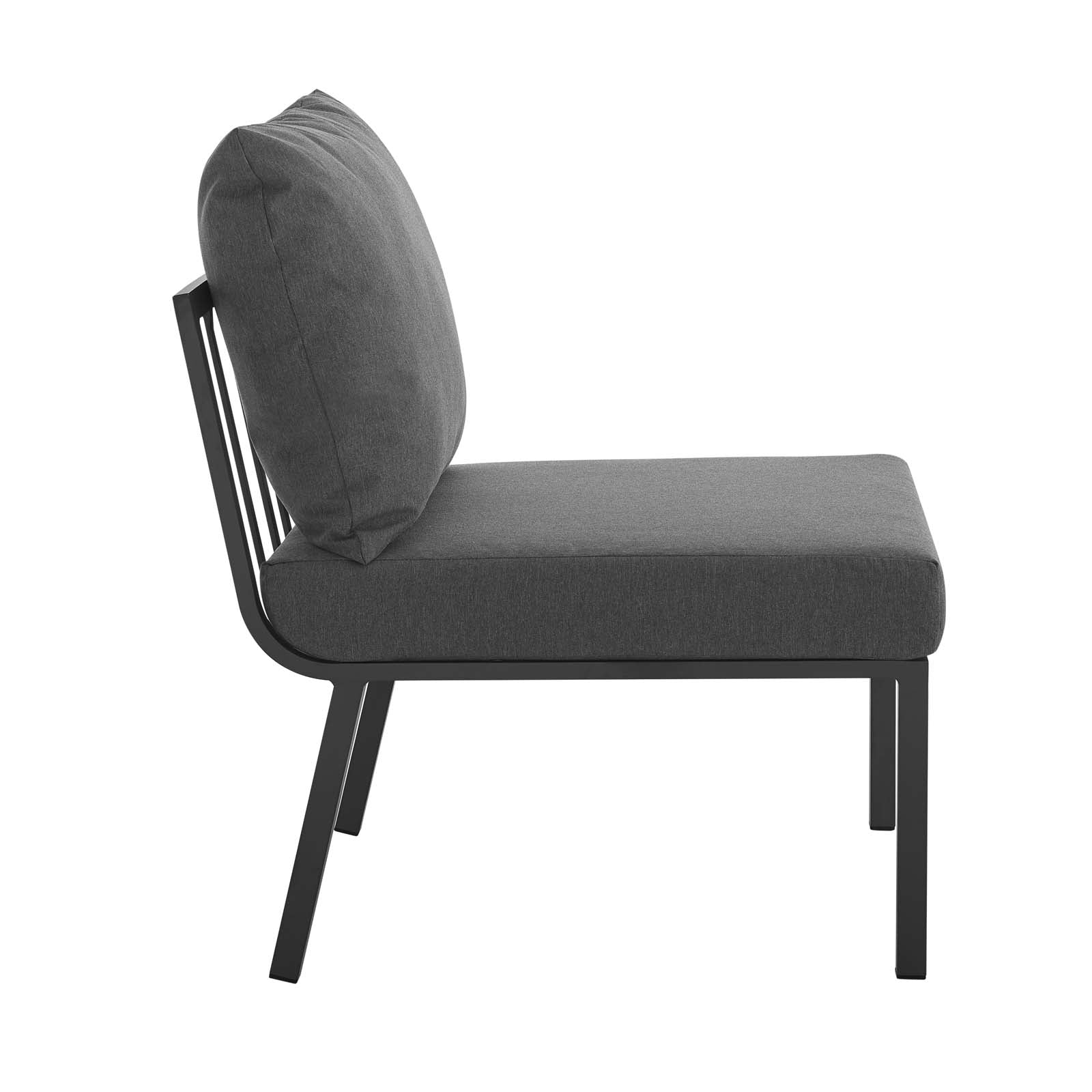 Modway Outdoor Chairs - Riverside Outdoor Patio Aluminum Armless Chair Gray Charcoal