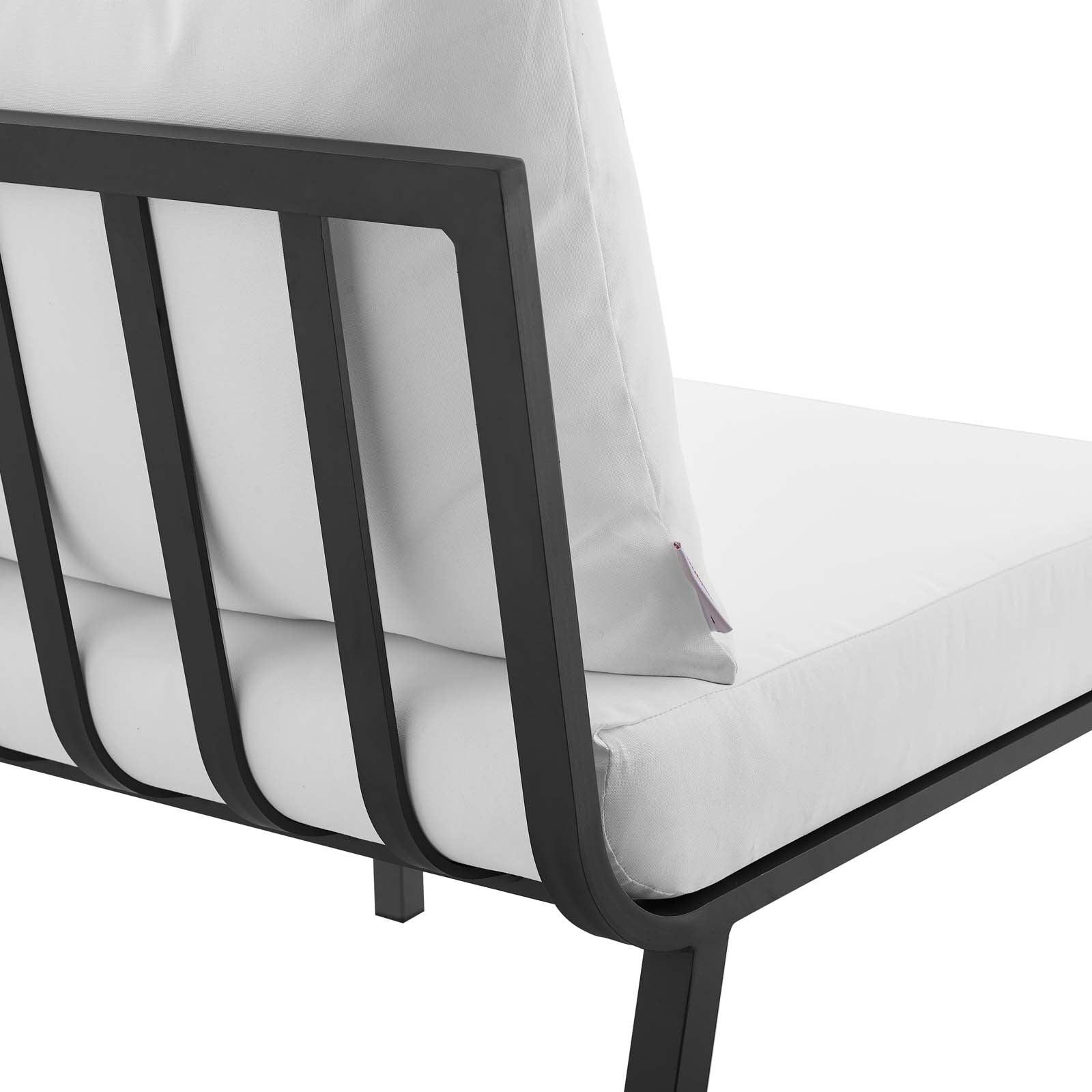 Riverside Outdoor Patio Aluminum Armless Chair Gray White