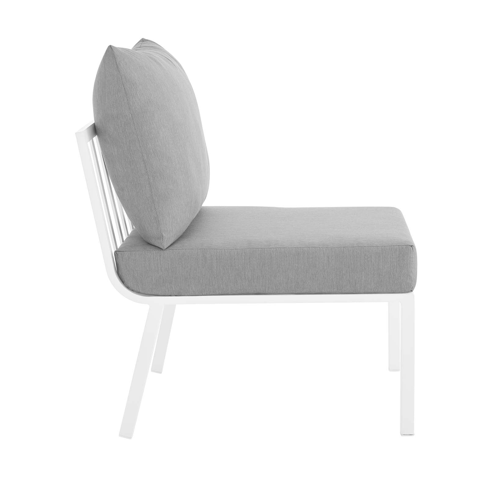 Modway Outdoor Chairs - Riverside Outdoor Patio Aluminum Armless Chair White Gray