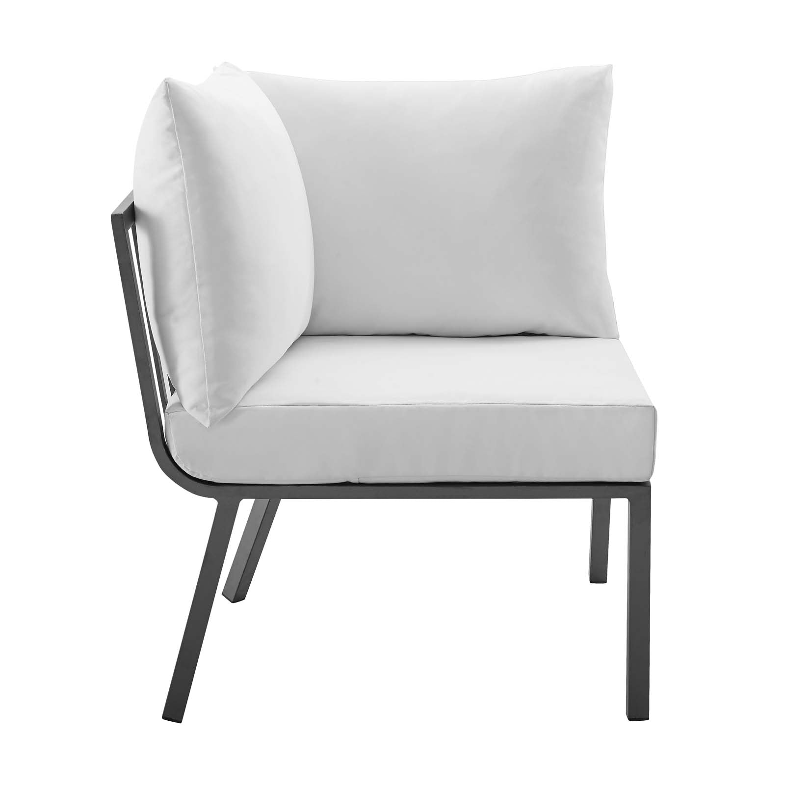 Riverside Outdoor Patio Aluminum Corner Chair Gray White