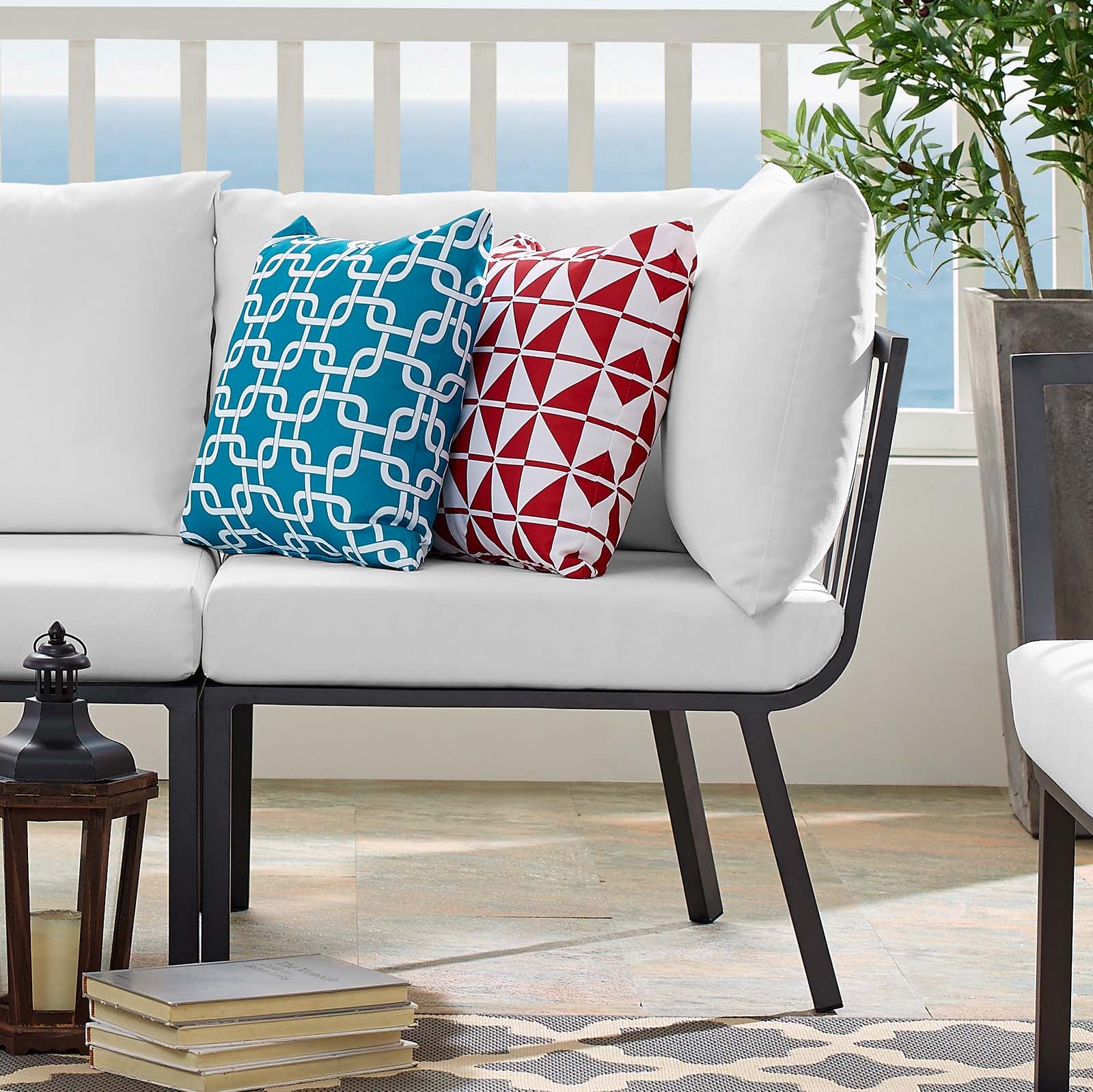 Modway Outdoor Chairs - Riverside Outdoor Patio Aluminum Corner Chair Gray White