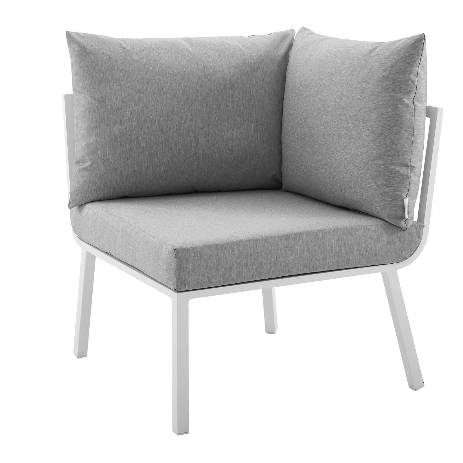 Modway Outdoor Chairs - Riverside Outdoor Patio Aluminum Corner Chair White Gray
