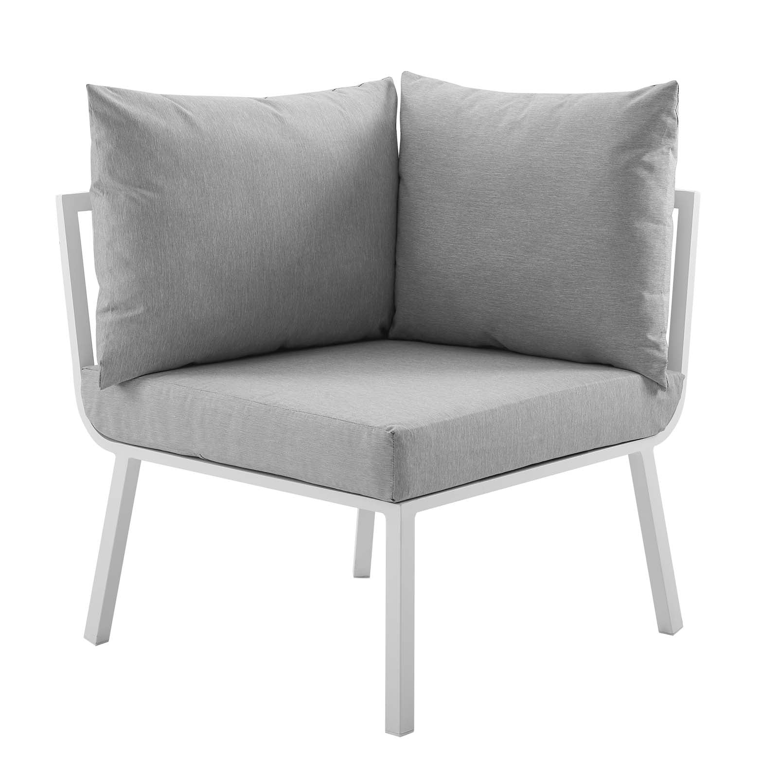 Modway Outdoor Chairs - Riverside Outdoor Patio Aluminum Corner Chair White Gray