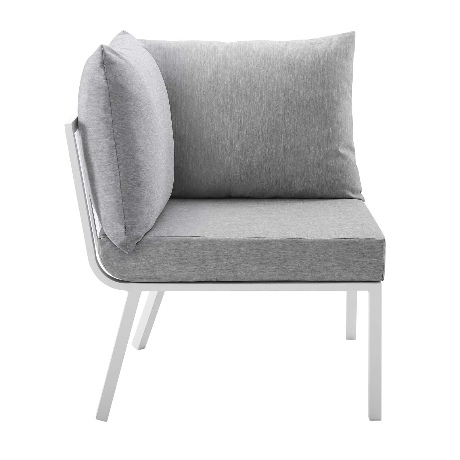 Modway Outdoor Chairs - Riverside Outdoor Patio Aluminum Corner Chair White Gray