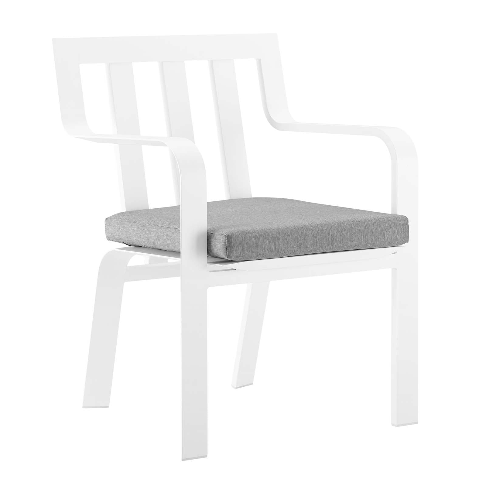 Modway Outdoor Dining Chairs - Baxley Stackable Outdoor Patio Aluminum Dining Armchair White Gray