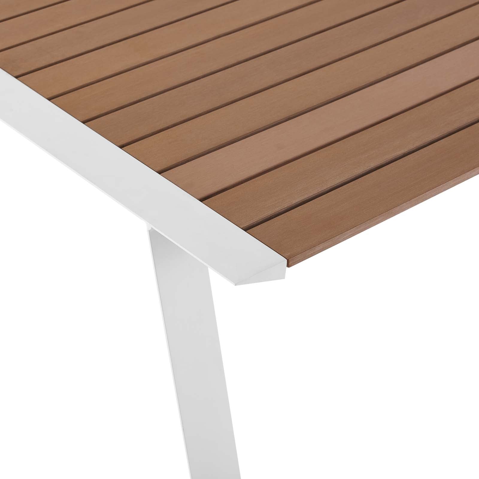 Modway Outdoor Dining Tables - Roanoke 73" Outdoor Patio Aluminum Dining Table White Natural