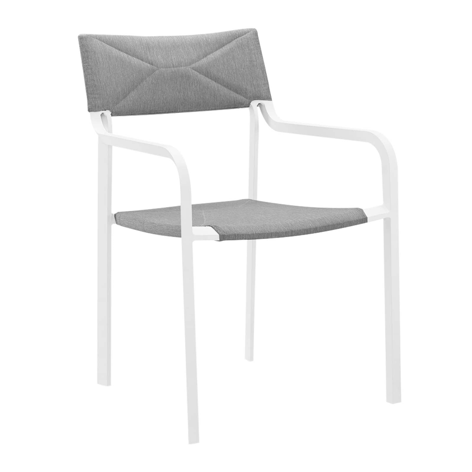 Modway Outdoor Dining Chairs - Raleigh Stackable Outdoor Patio Aluminum Dining Armchair White Gray