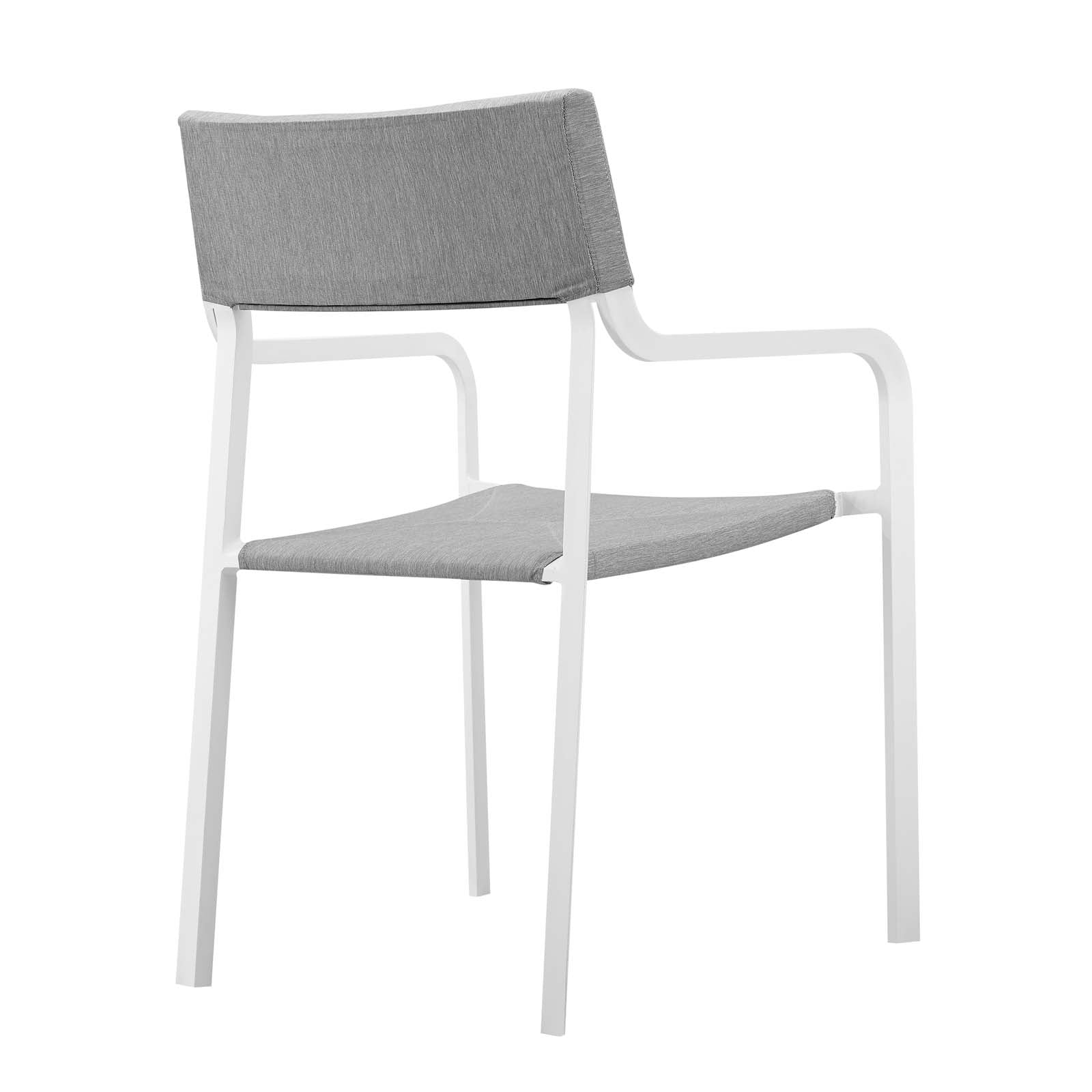 Modway Outdoor Dining Chairs - Raleigh Stackable Outdoor Patio Aluminum Dining Armchair White Gray