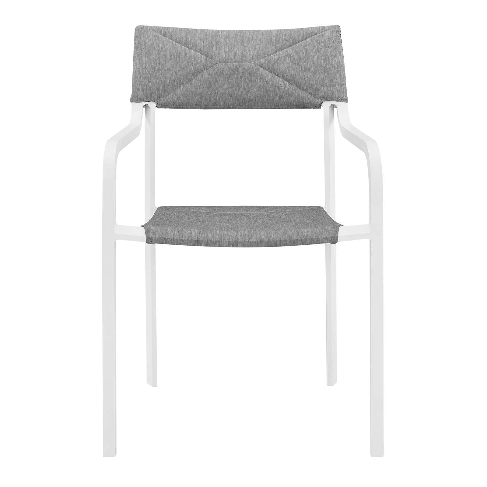 Modway Outdoor Dining Chairs - Raleigh Stackable Outdoor Patio Aluminum Dining Armchair White Gray