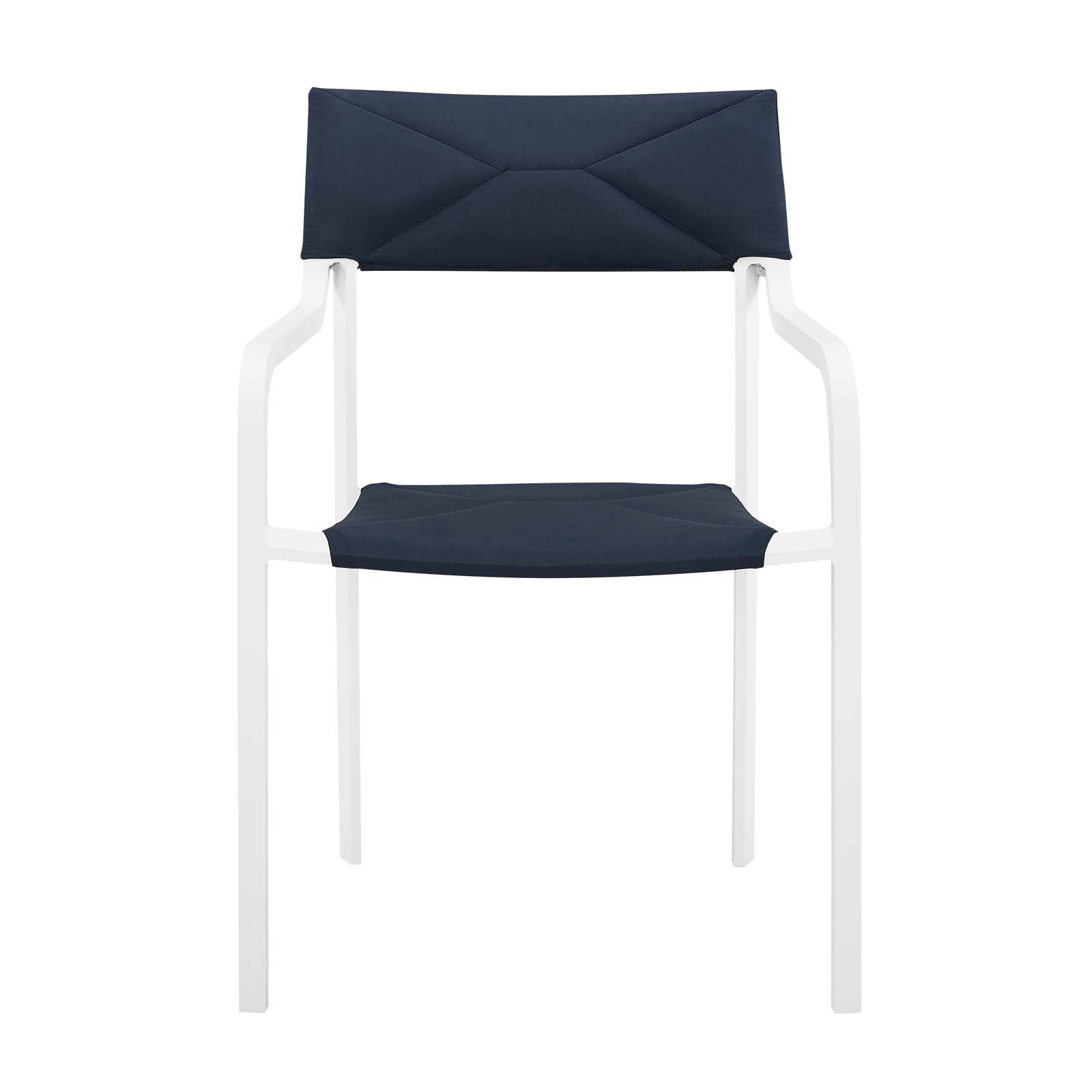 Modway Outdoor Dining Chairs - Raleigh Stackable Outdoor Patio Aluminum Dining Armchair White Navy