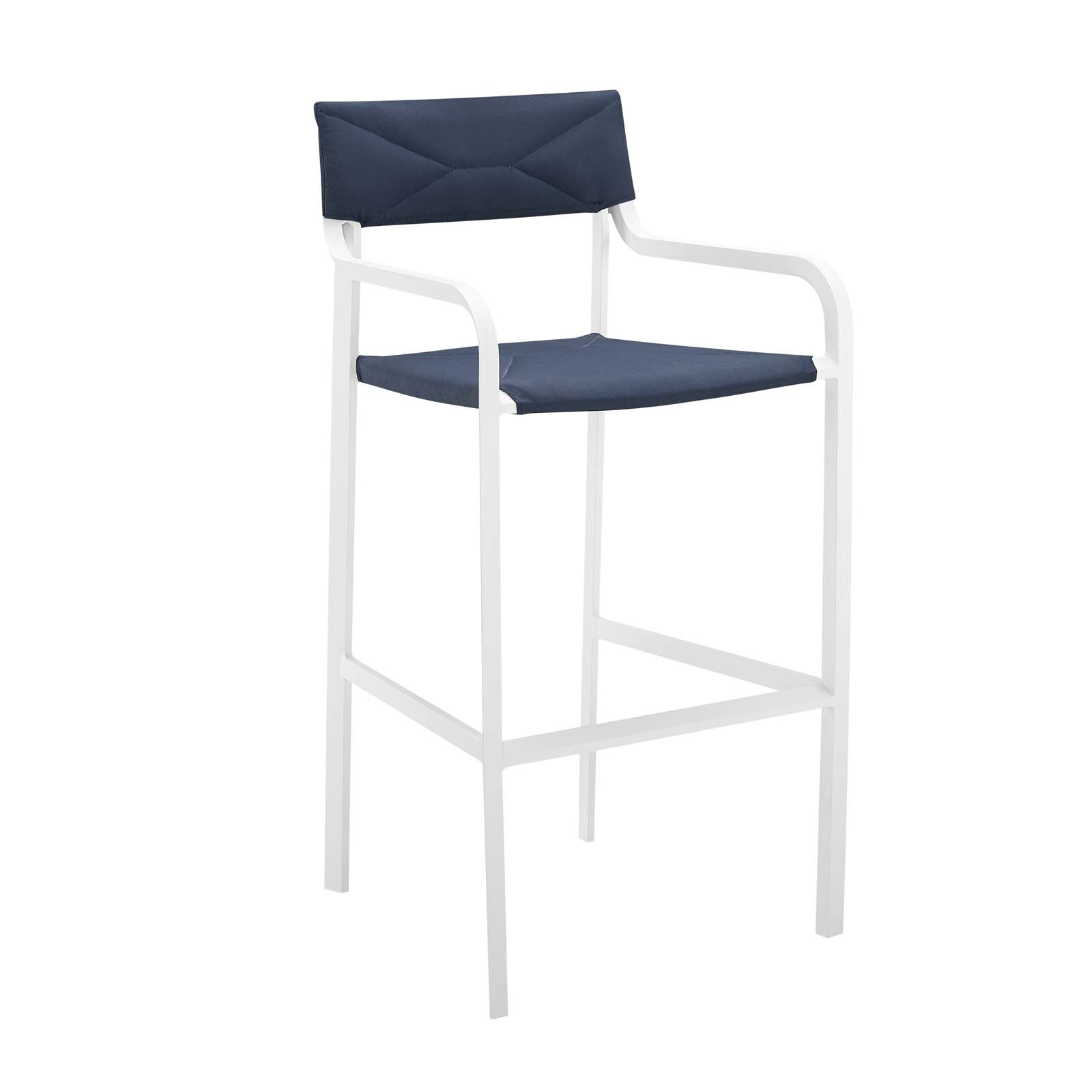 Modway Outdoor Barstools - Raleigh Stackable Outdoor Bar Stool White & Navy