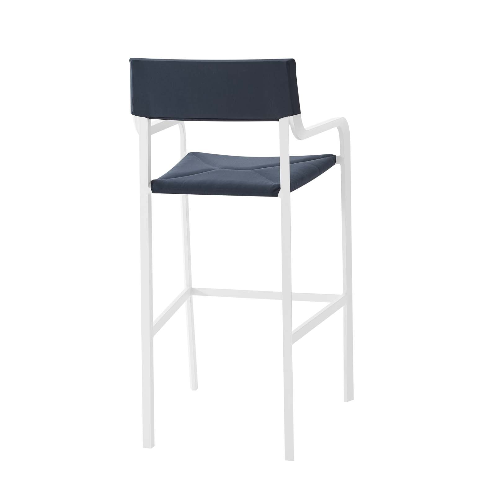 Modway Outdoor Barstools - Raleigh Stackable Outdoor Bar Stool White & Navy