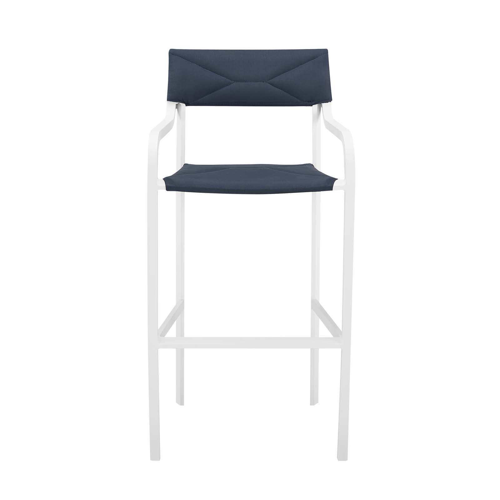 Modway Outdoor Barstools - Raleigh Stackable Outdoor Bar Stool White & Navy