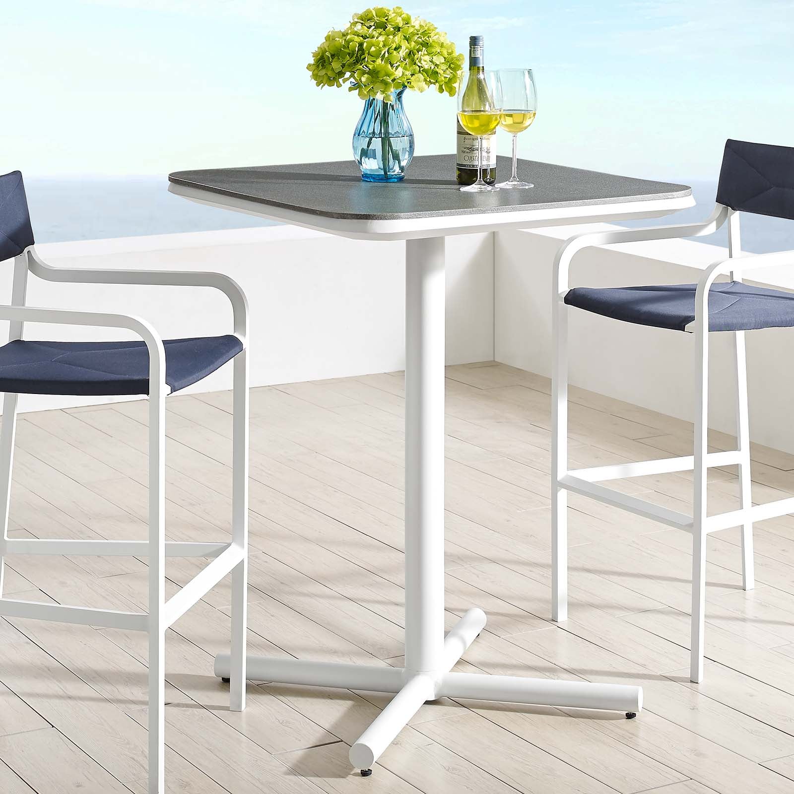 Modway Outdoor Bar Tables - Raleigh 33" Outdoor Bar Table White