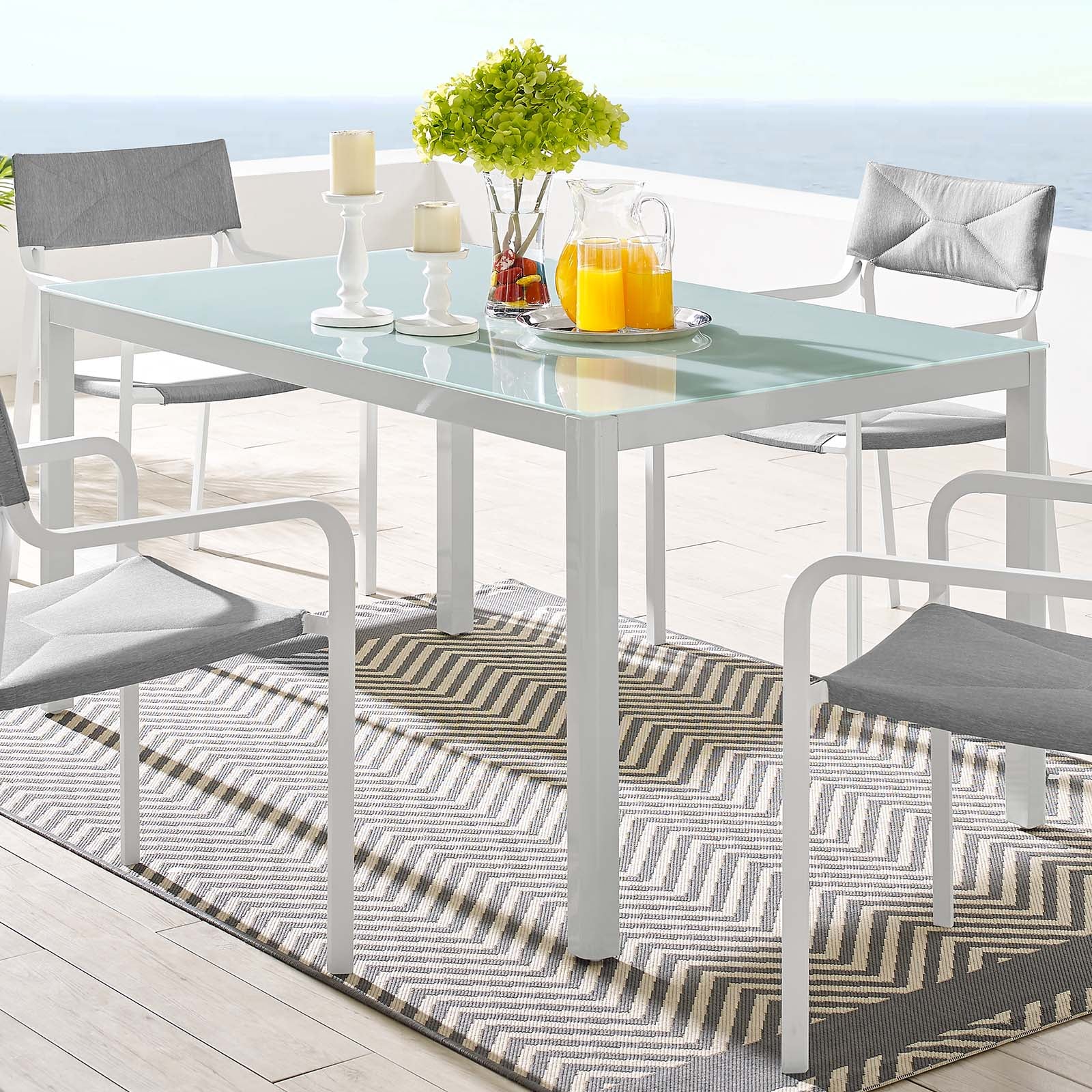 Modway Outdoor Dining Tables - Raleigh 59" Outdoor Dining Table White