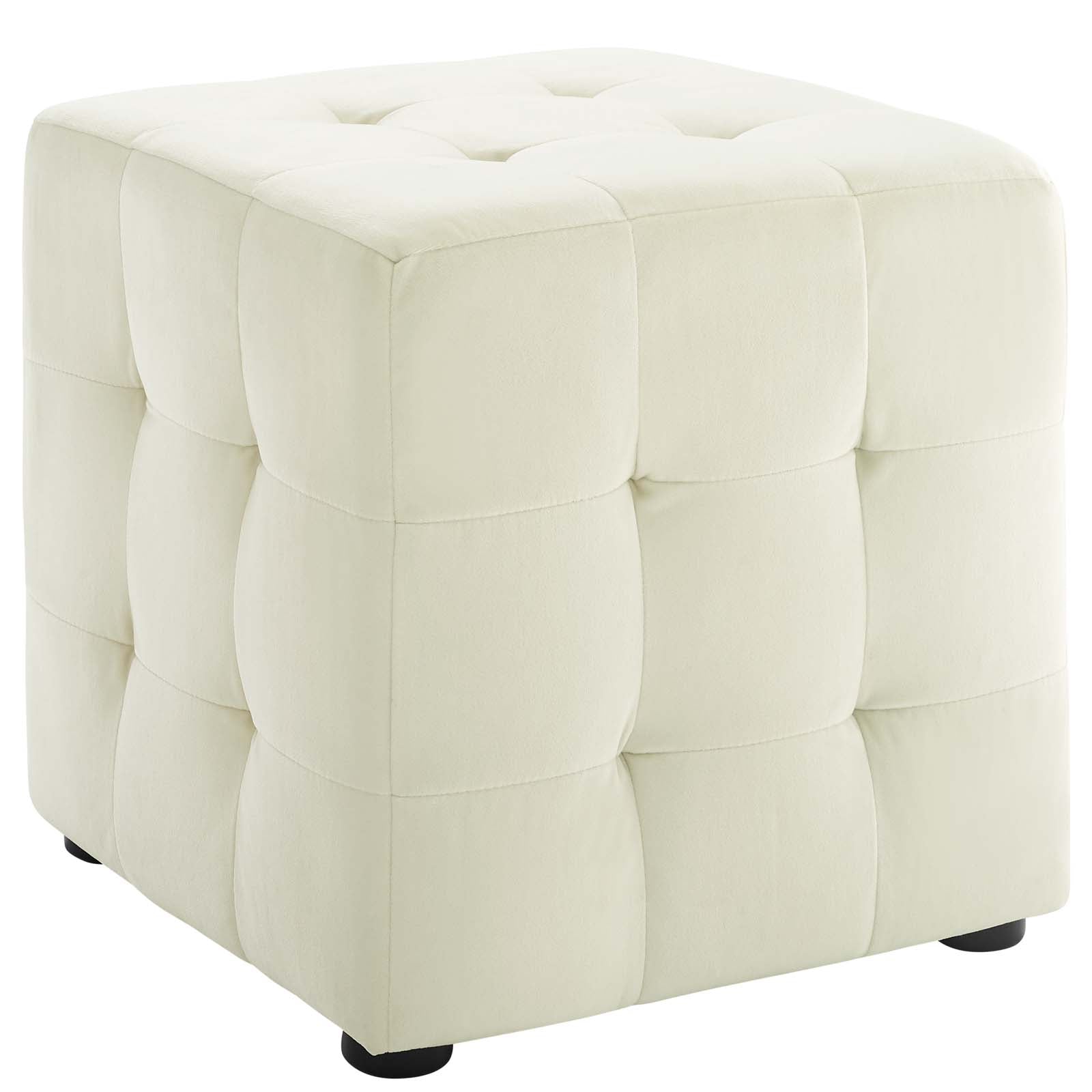 Modway Ottomans & Stools - Contour Tufted Cube Performance Velvet Ottoman Ivory