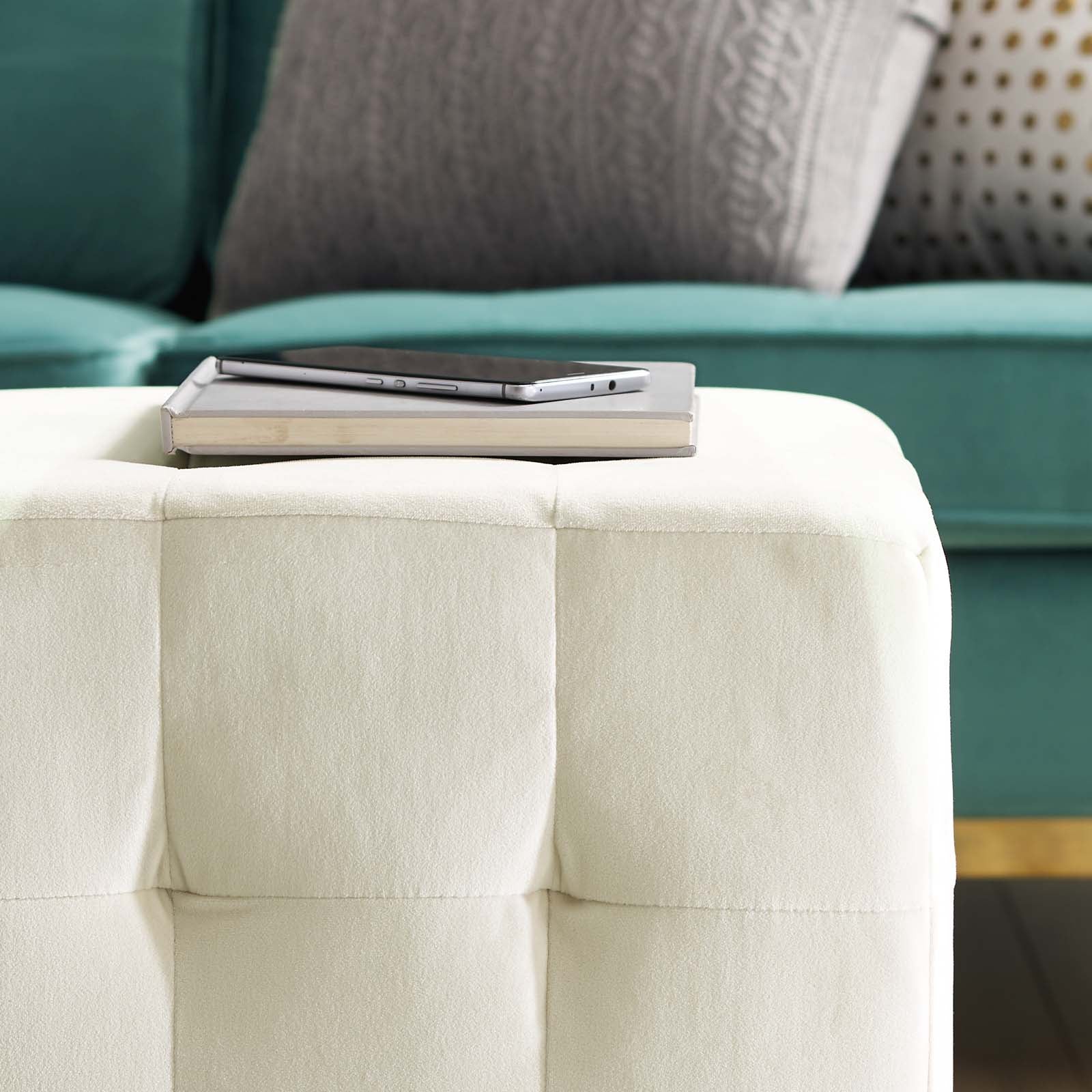 Modway Ottomans & Stools - Contour Tufted Cube Performance Velvet Ottoman Ivory