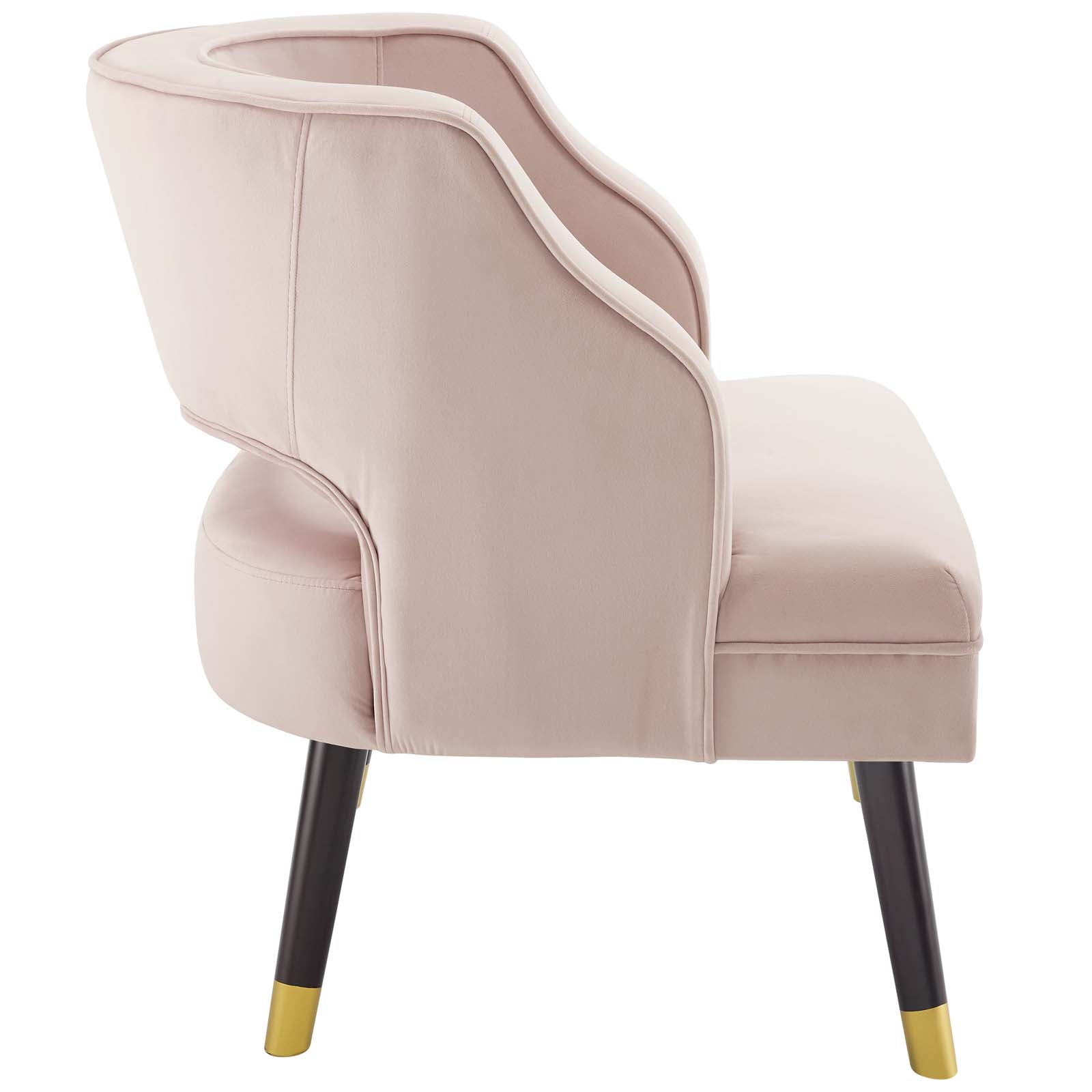 Traipse Button Tufted Open Back Performance Velvet Armchair Pink