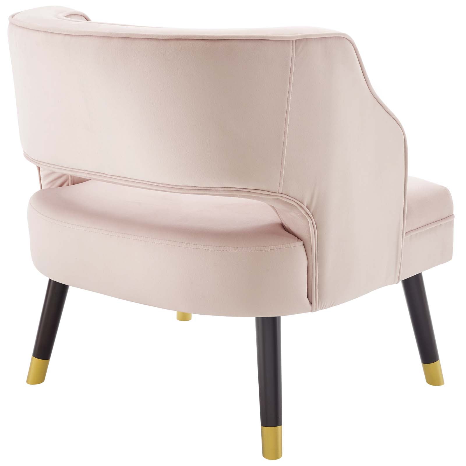 Traipse Button Tufted Open Back Performance Velvet Armchair Pink