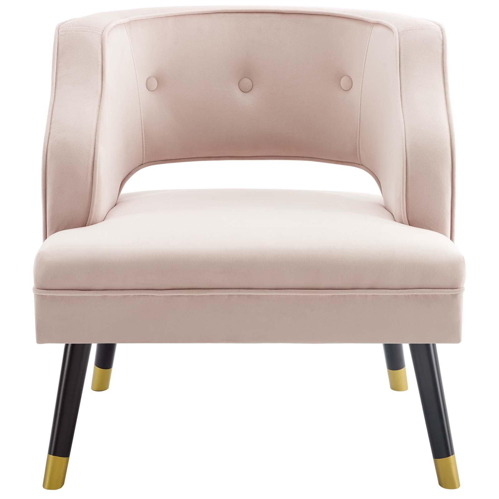 Traipse Button Tufted Open Back Performance Velvet Armchair Pink