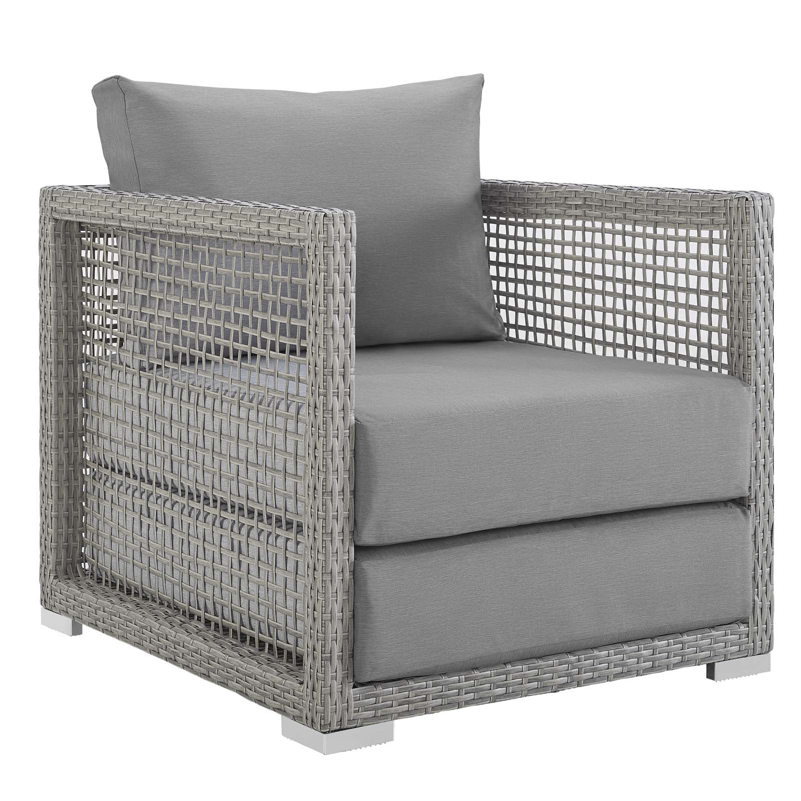 Modway Outdoor Conversation Sets - Aura 3 Piece Outdoor Patio Rattan Set Gray