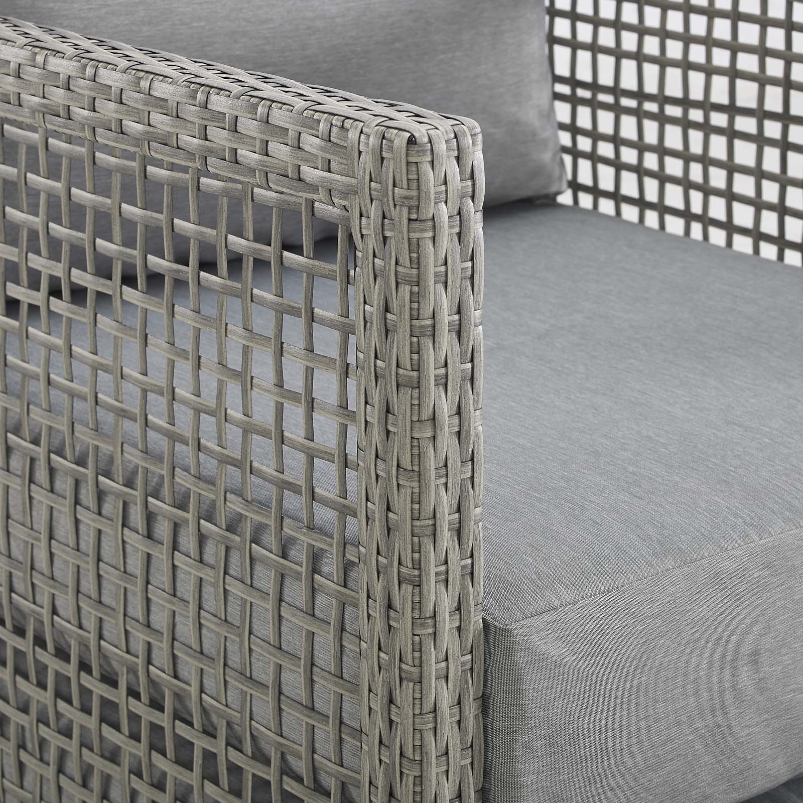 Modway Outdoor Conversation Sets - Aura 3 Piece Outdoor Patio Rattan Set Gray