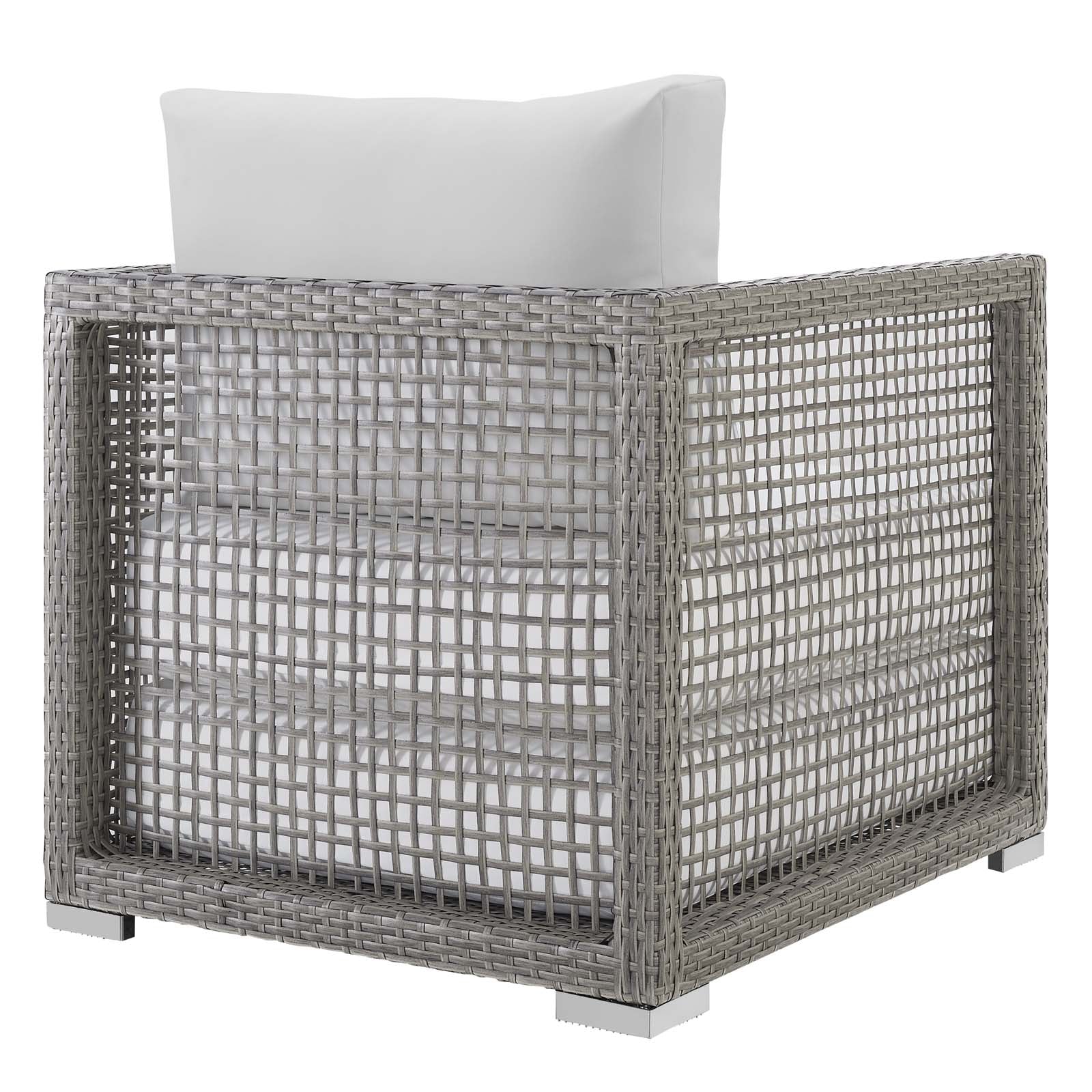 Modway Outdoor Conversation Sets - Aura 3 Piece Outdoor Patio Wicker Set Gray White