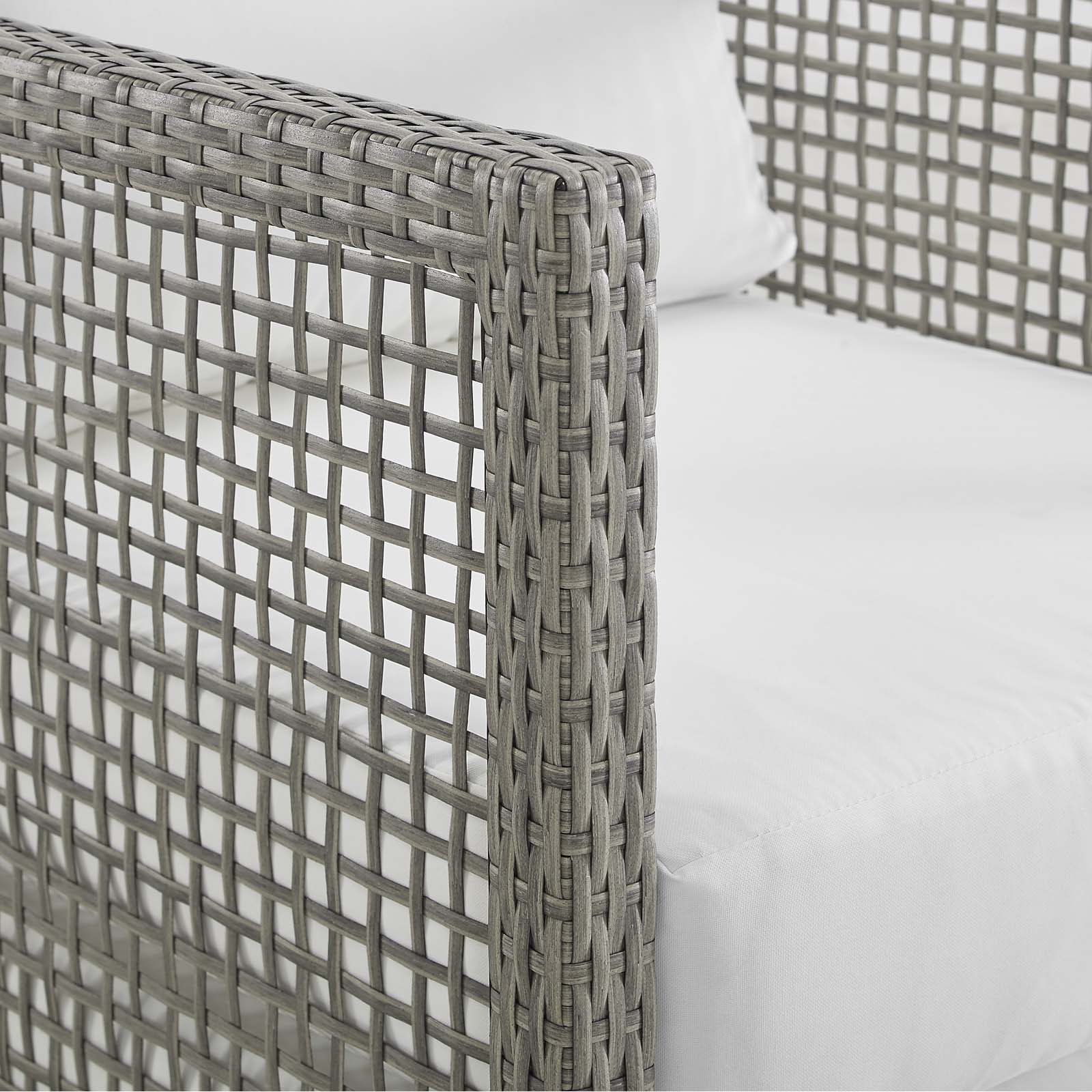 Modway Outdoor Conversation Sets - Aura 3 Piece Outdoor Patio Wicker Set Gray White