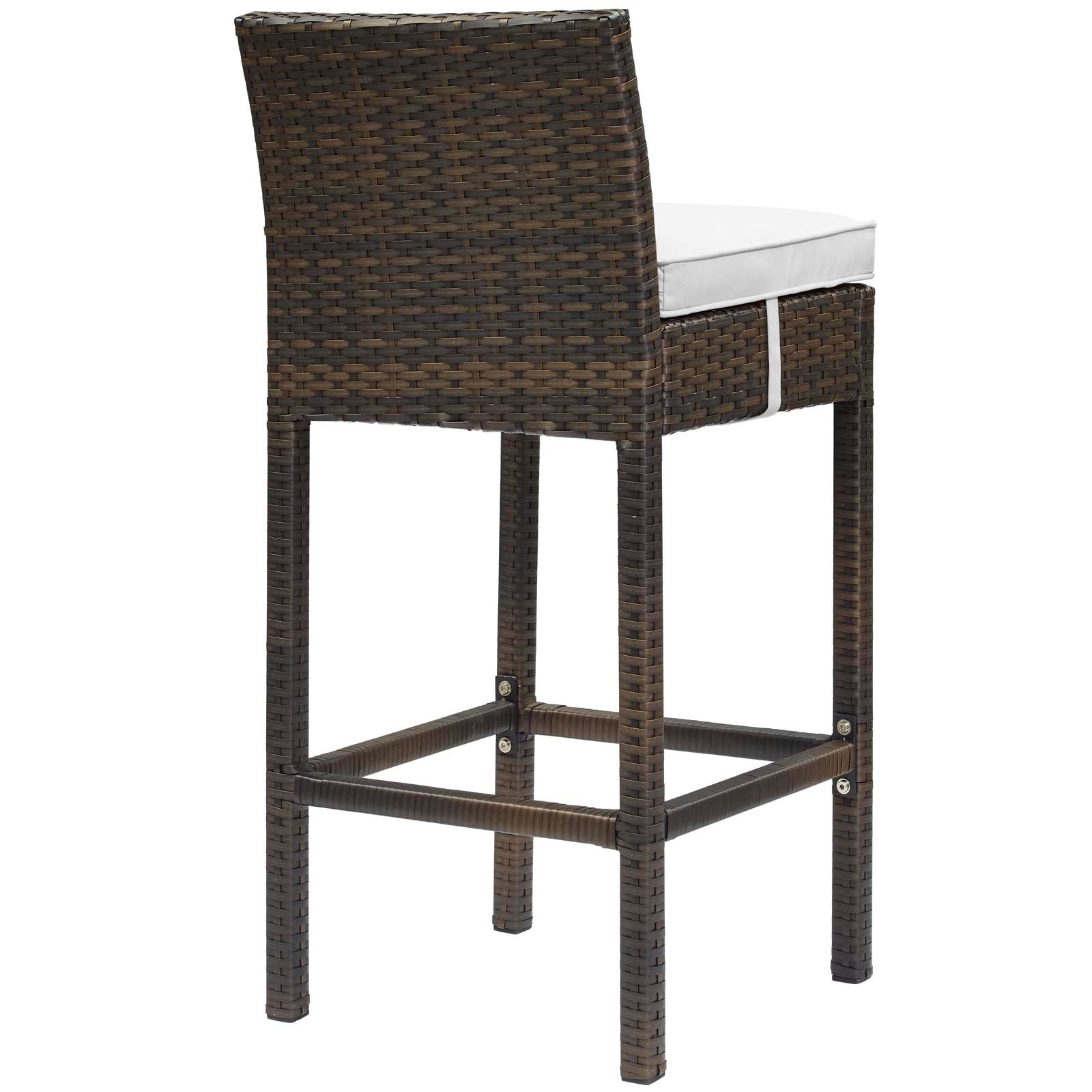 Modway Outdoor Barstools - Conduit Bar Stool Outdoor Patio Wicker Rattan Set of 4 Brown White