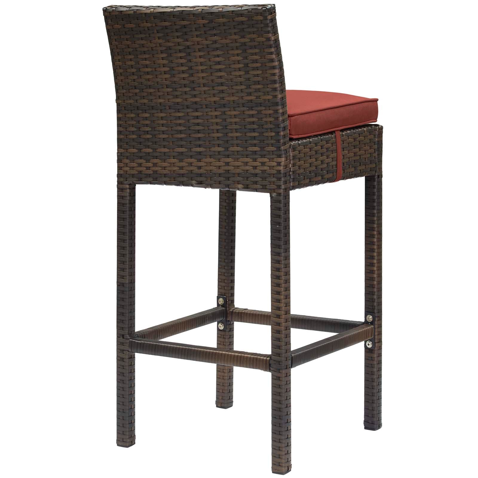 Modway Outdoor Barstools - Conduit Bar Stool Outdoor Patio Wicker Rattan Set of 2 Brown Currant