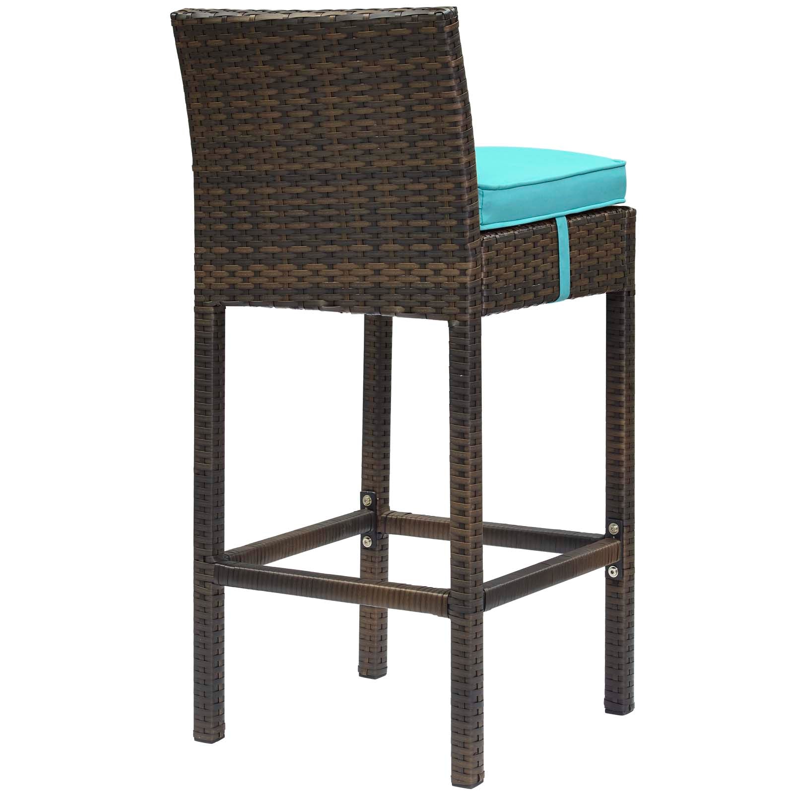 Modway Outdoor Barstools - Conduit Bar Stool Outdoor Patio Wicker Rattan Set of 2 Brown Turquoise