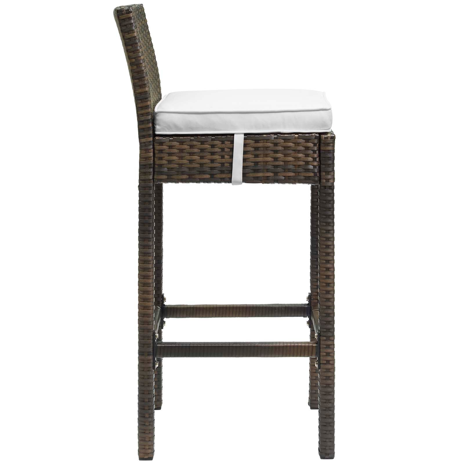 Modway Outdoor Barstools - Conduit Bar Stool Outdoor Patio Wicker Rattan Set of 2 Brown White