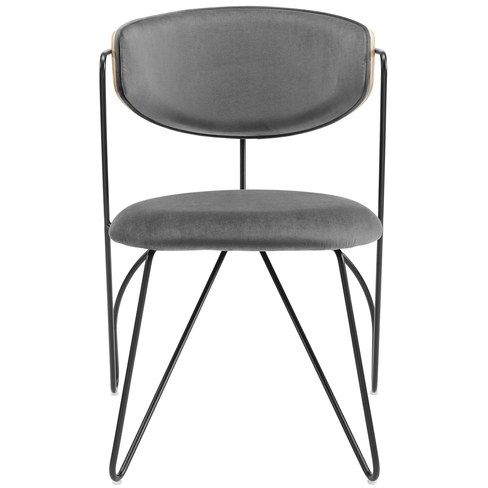 Modway Dining Chairs - Prevail Black Frame Dining and Accent Performance Velvet Chair Black Gray
