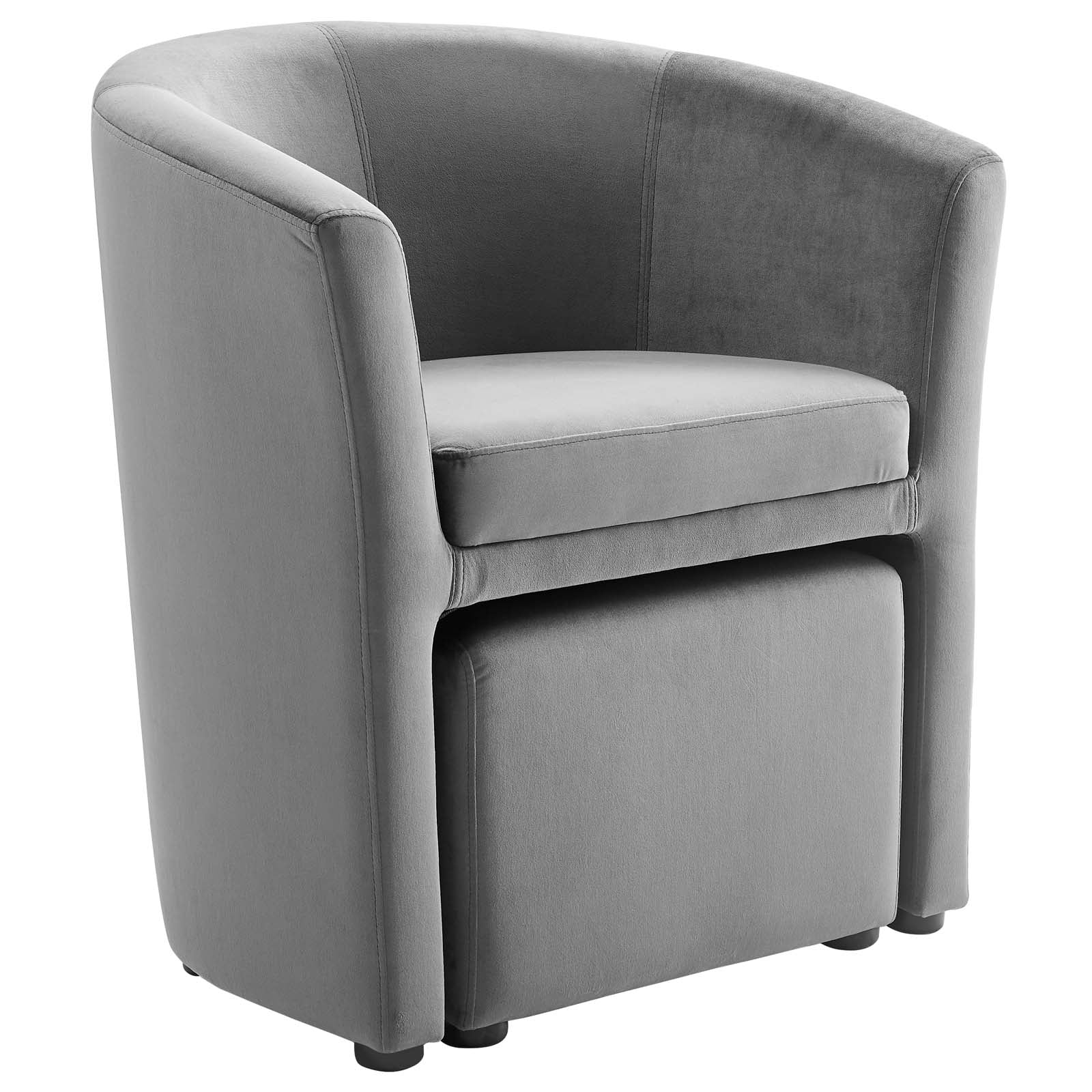 Modway Living Room Sets - Divulge Performance Velvet Arm Chair and Ottoman Set Gray