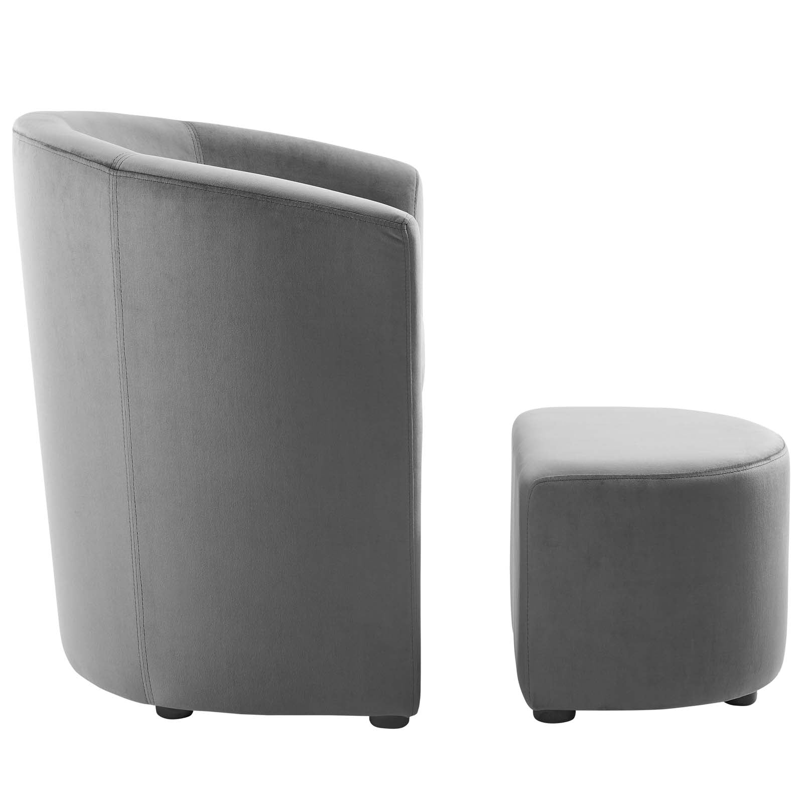 Modway Living Room Sets - Divulge Performance Velvet Arm Chair and Ottoman Set Gray
