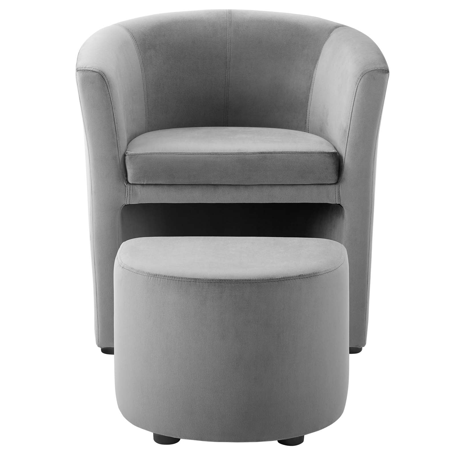 Modway Living Room Sets - Divulge Performance Velvet Arm Chair and Ottoman Set Gray