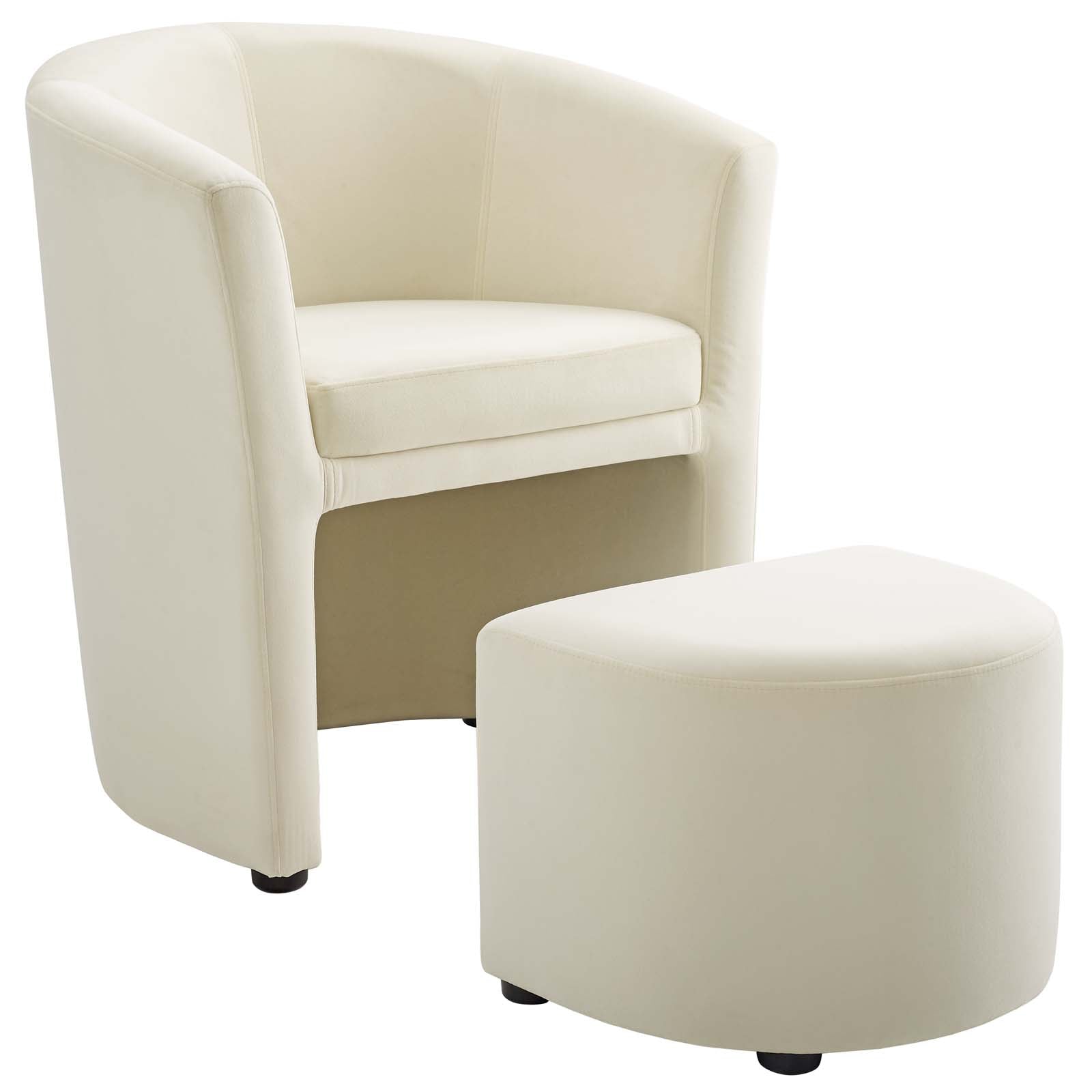Modway Ottomans & Stools - Divulge Performance Velvet Arm Chair and Ottoman Set Ivory