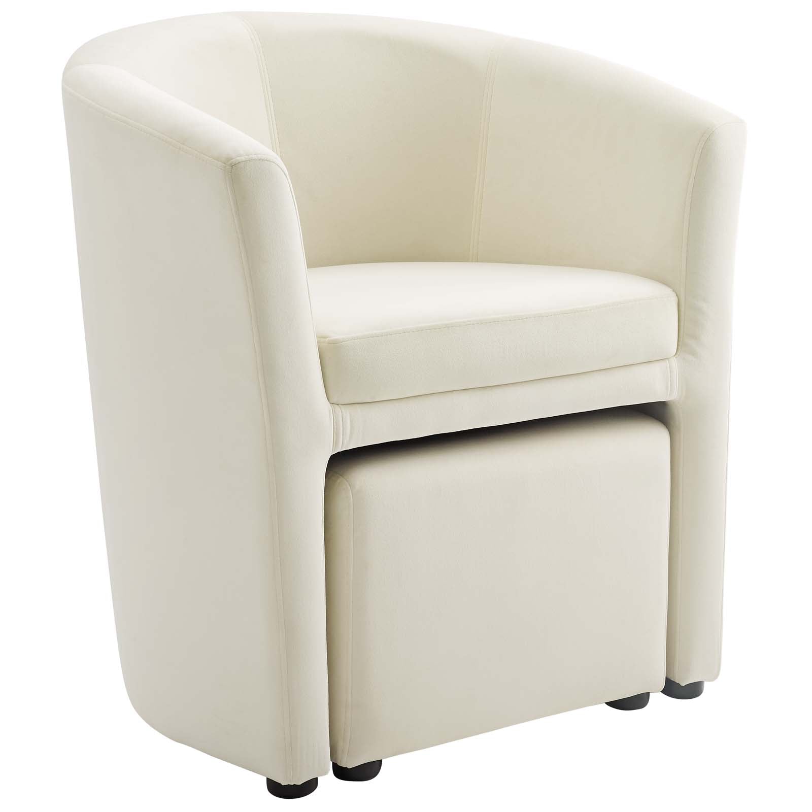 Modway Ottomans & Stools - Divulge Performance Velvet Arm Chair and Ottoman Set Ivory
