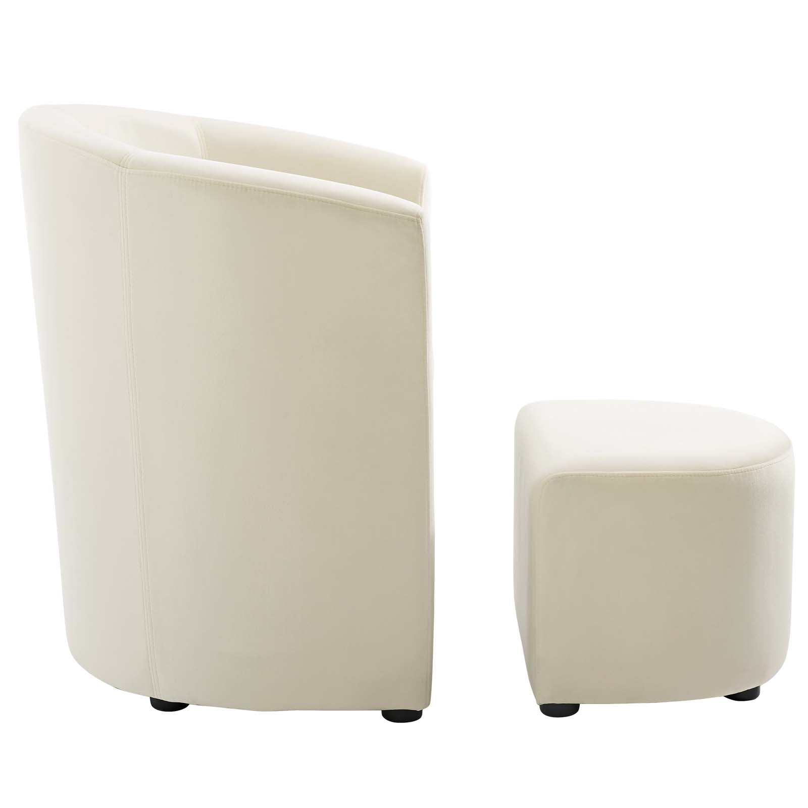 Modway Ottomans & Stools - Divulge Performance Velvet Arm Chair and Ottoman Set Ivory