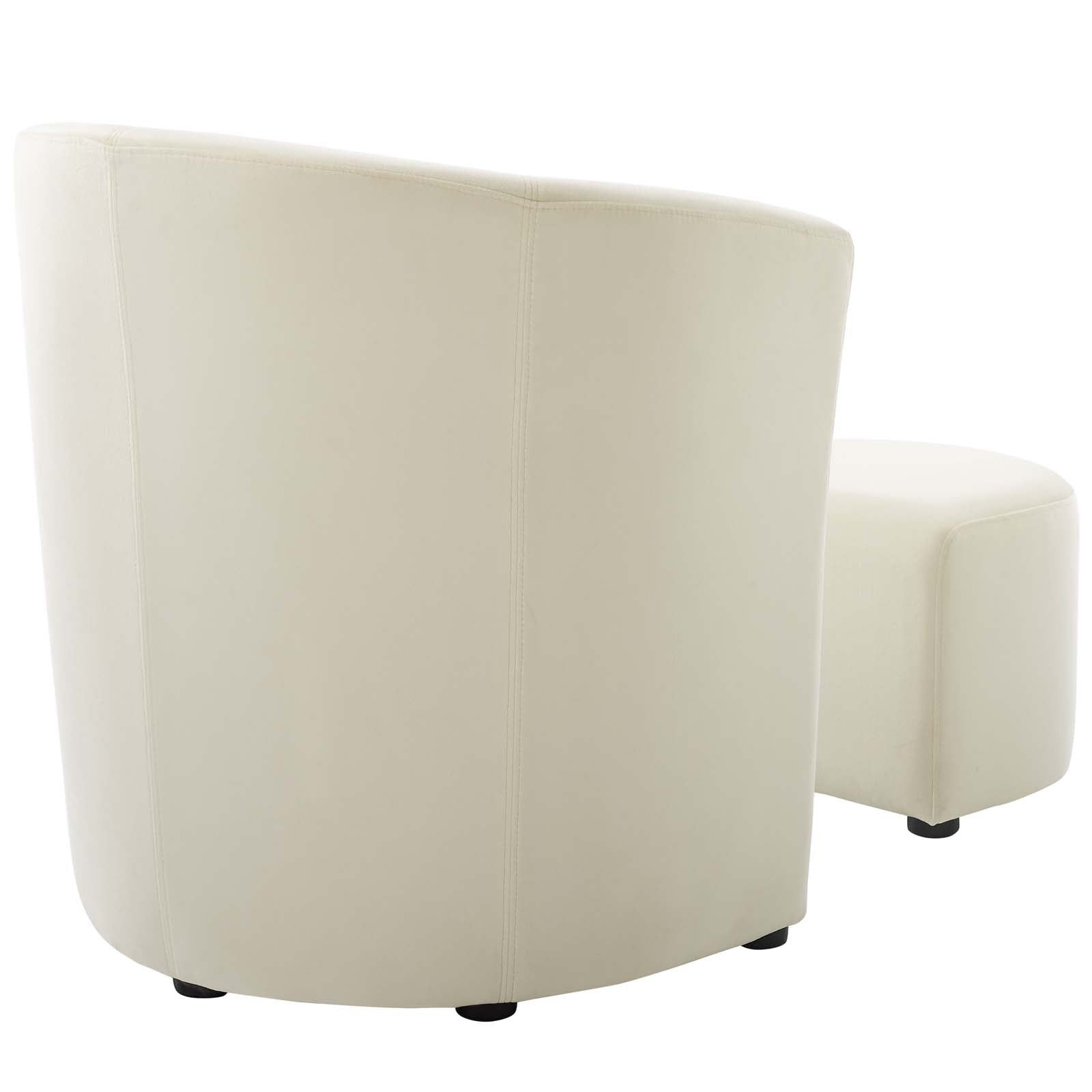Modway Ottomans & Stools - Divulge Performance Velvet Arm Chair and Ottoman Set Ivory