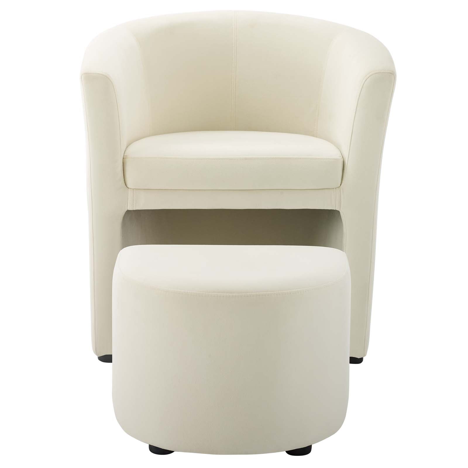 Modway Ottomans & Stools - Divulge Performance Velvet Arm Chair and Ottoman Set Ivory