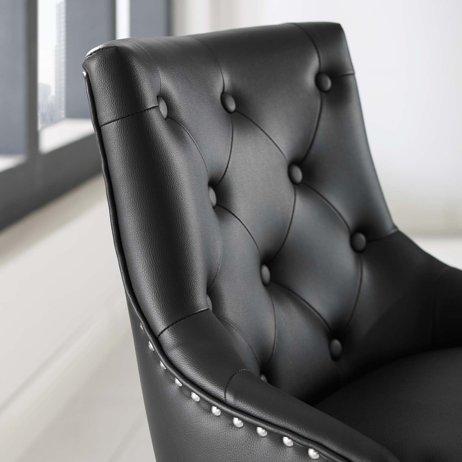 Modway Task Chairs - Regent Tufted Button Swivel Faux Leather Office Chair Black