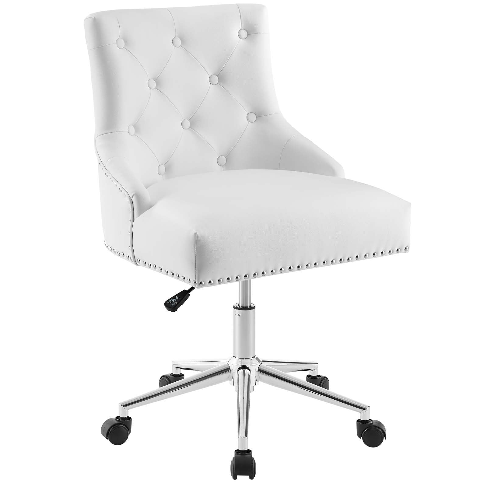 Modway Task Chairs - Regent Tufted Button Swivel Faux Leather Office Chair White