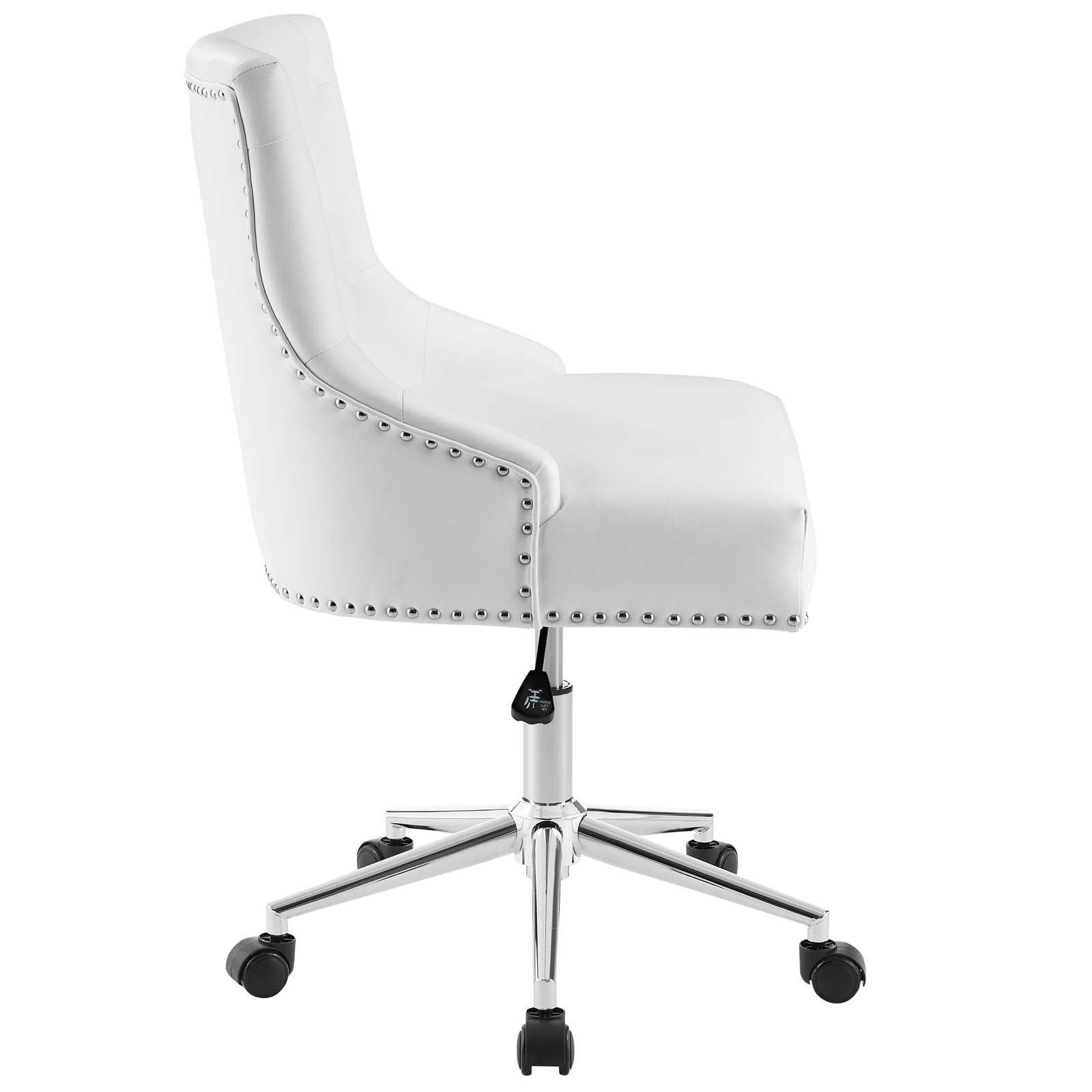 Modway Task Chairs - Regent Tufted Button Swivel Faux Leather Office Chair White
